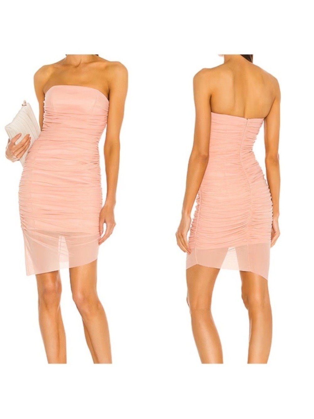 Majorelle Ursula Strapless Tube Mini Dress in Blush Pink